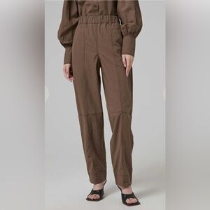 Ganni cotton crepe elasticated curve pants